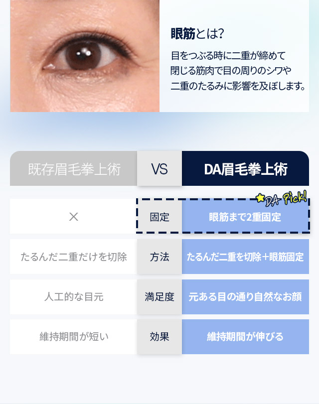 眼筋とは？目をつぶる時に二重が締めて閉じる筋肉で目の周りのシワや二重のたるみに影響を及ぼします。